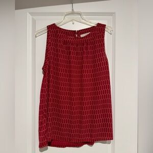 LOFT Red Geometric Sleeveless Blouse